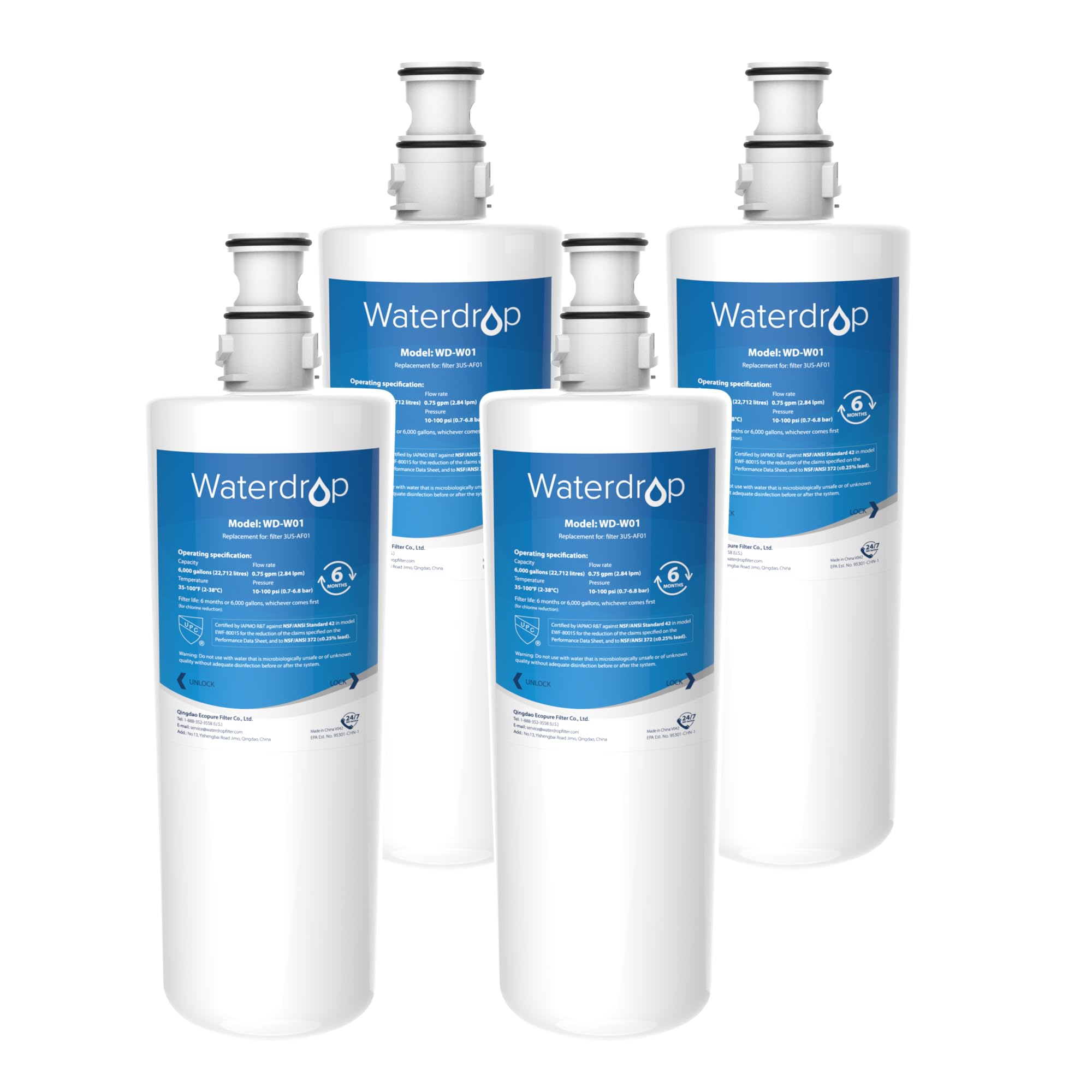 Waterdrop 3US-AF01 Filtro Acqua di Ricambio, Compatibile con InSinkErator F701R, 3M AP3-765S Rubinetto dell' Acqua Calda (4)