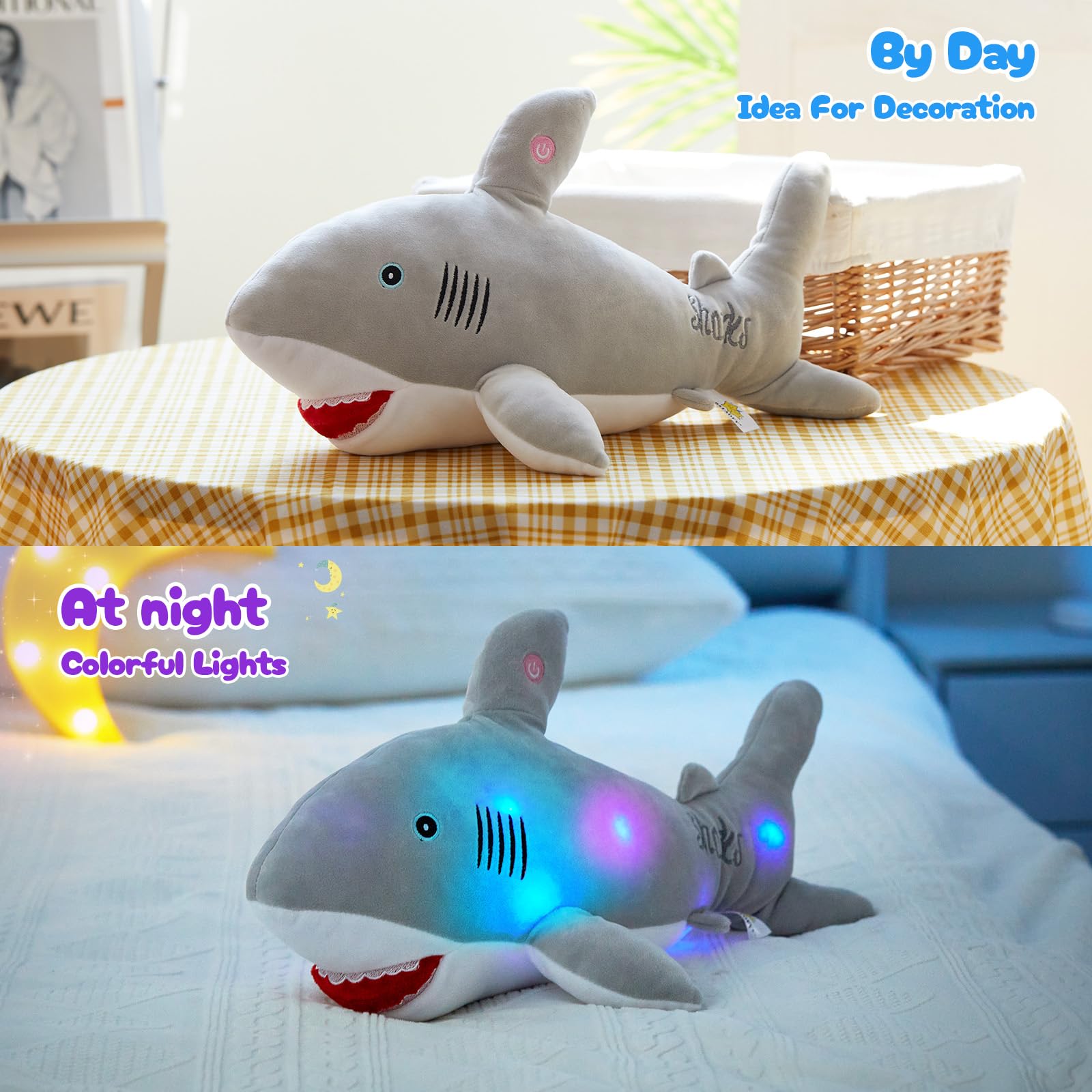 Amazon.co.jp: Bstaofy LEDサメ ぬいぐるみ 動物 グロープラッシュ