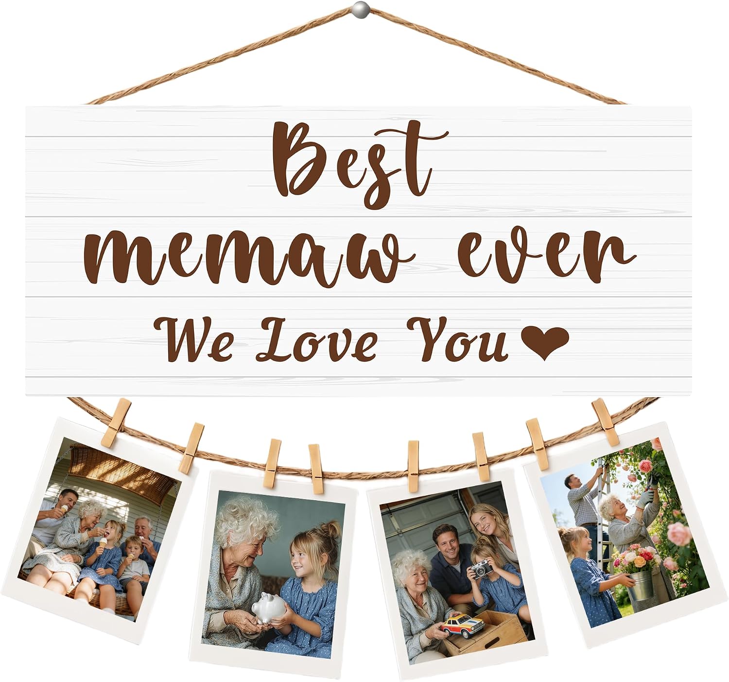 Best MeMaw Ever Photo Holder Sign, Wooden Display Board, 12x6