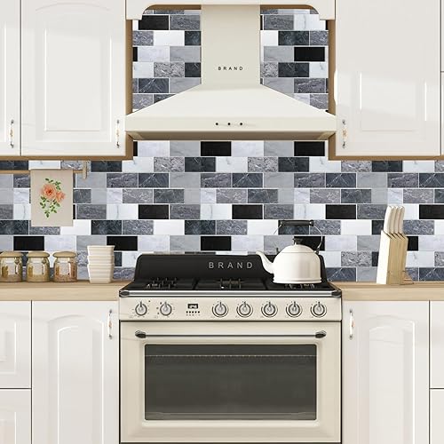 Miniatura 2 de Yipscazo 10 hojas para despegar y pegar para azulejos de cocina, madera rústica para salpicaduras de baño, chimenea, lavandería, azulejos de pared