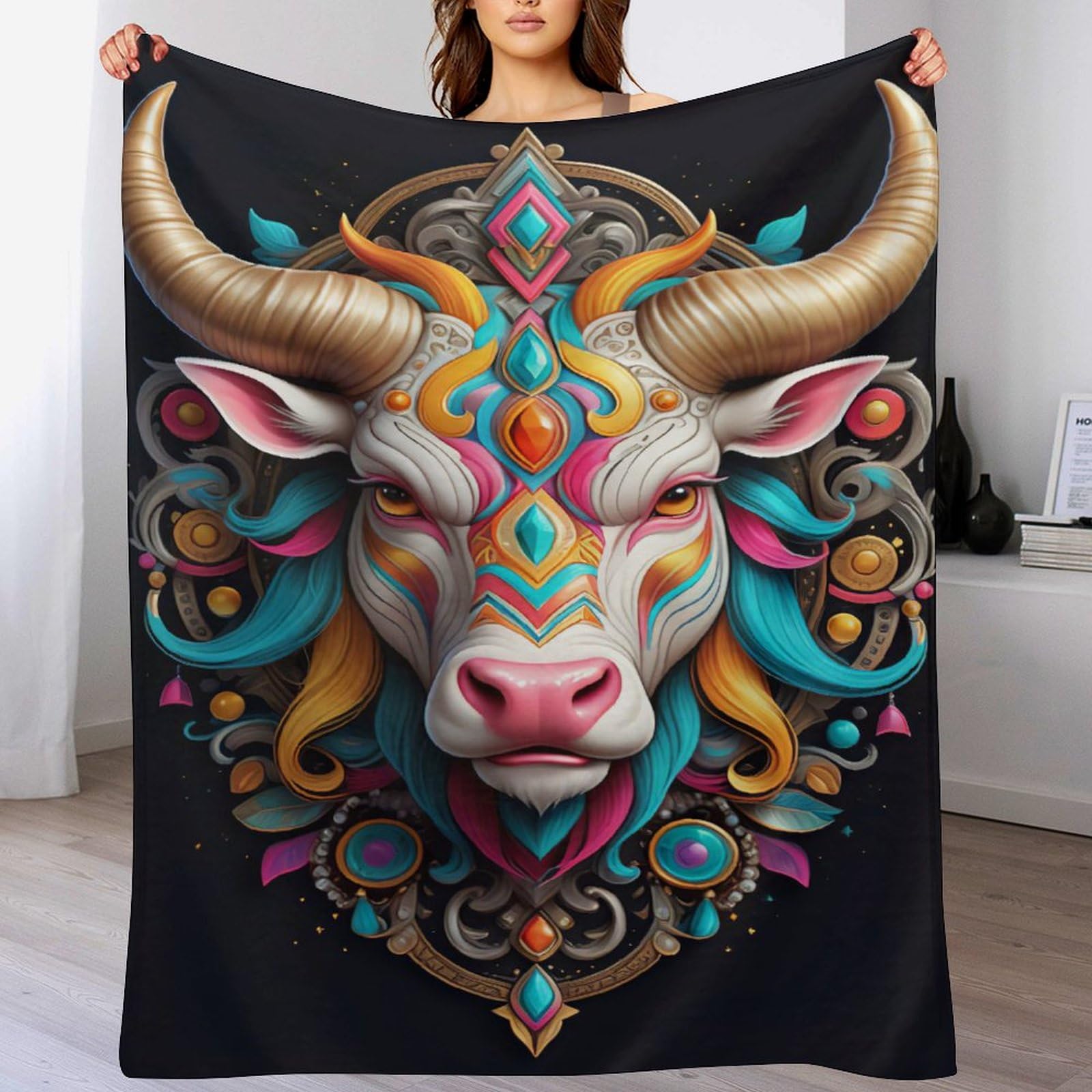Couverture polaire imprimé vache pour vos soirées canapé