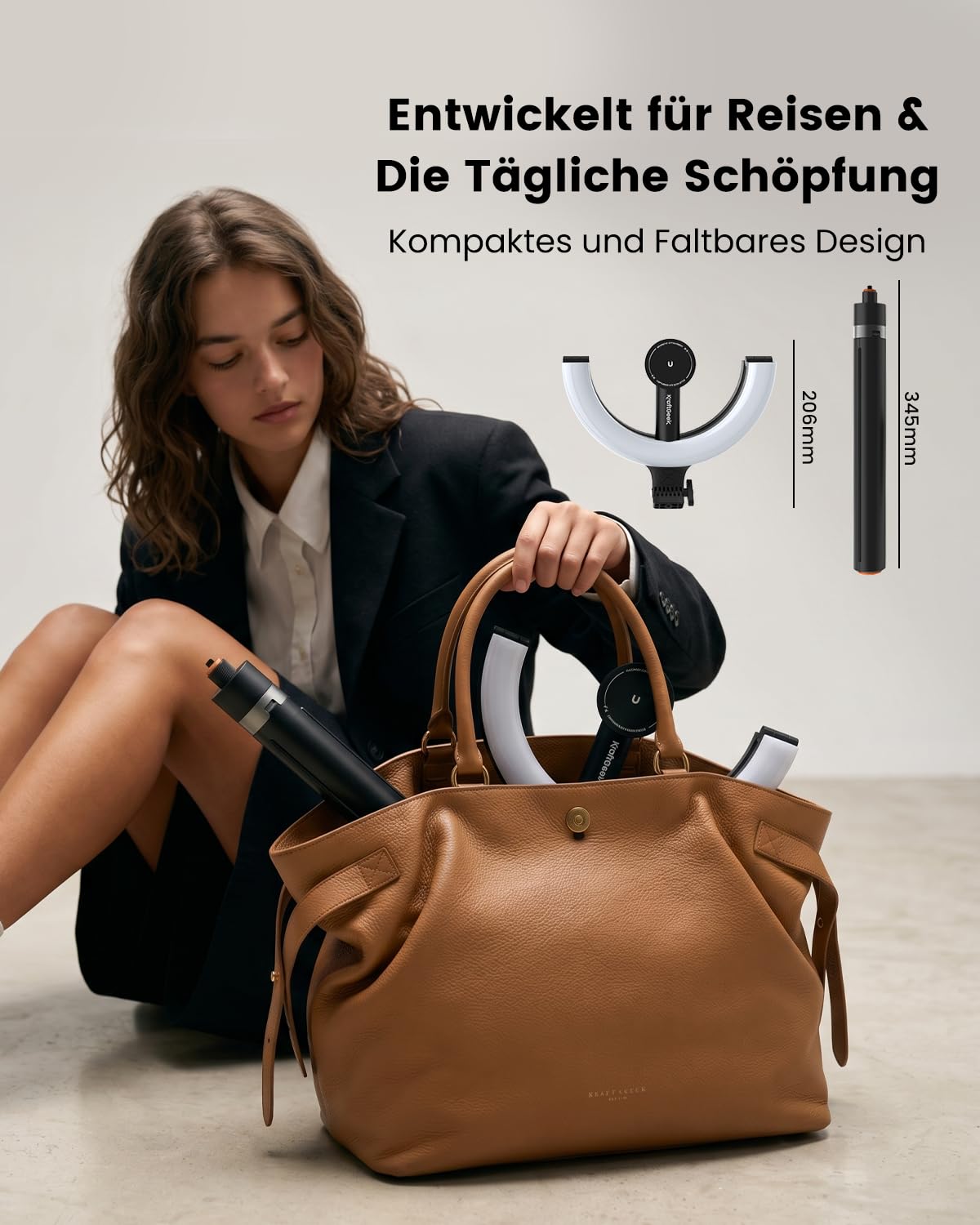 KraftGeek Ringlicht mit Stativ, Stativ für Smartphone mit Selfie Licht