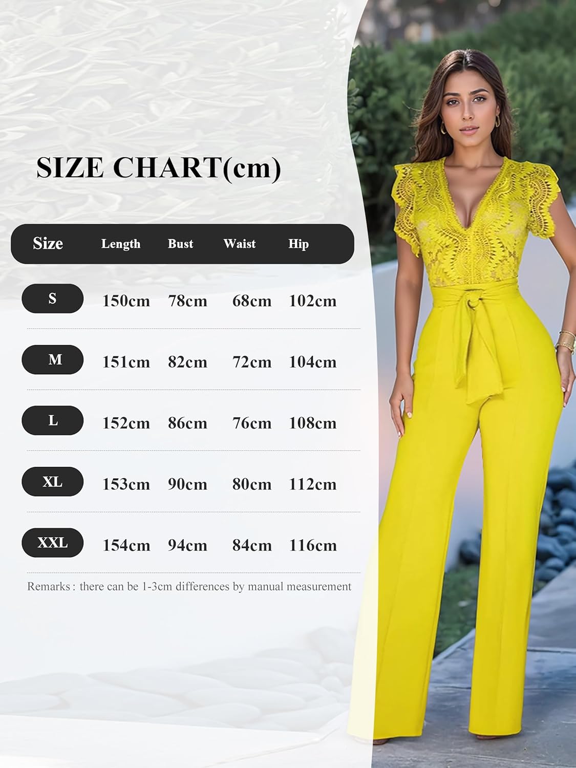 Self-Tie Belt Crochet Lace Jumpsuits for Women Formal Elegant - Image 6