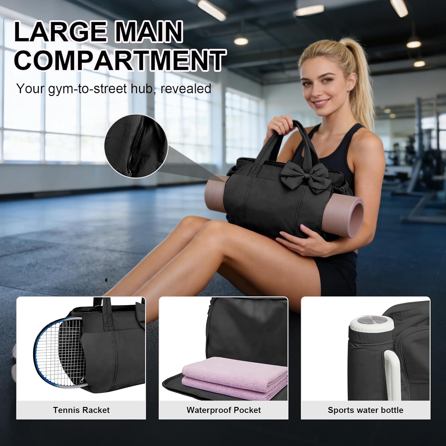 Canvas Tote Bag for Women With Pockets, Laptop Work Crossbody Purses Everything Shoulder Tote Bag Everyday Satchel Handbags