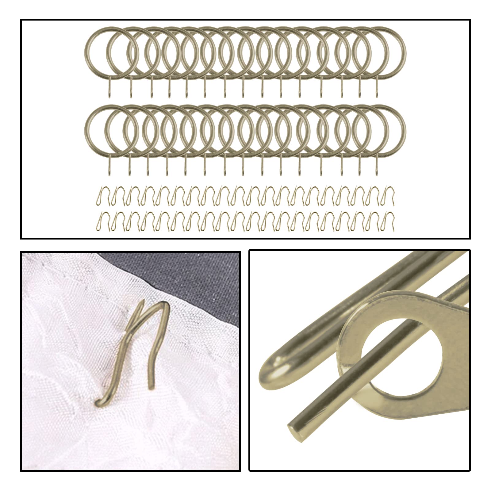 Set 30 Anelli E 40 Ganci Per Tende In Metallo – Diametro Anello 30mm – Colore Rosso Bronzo, Stile Vintage - 3