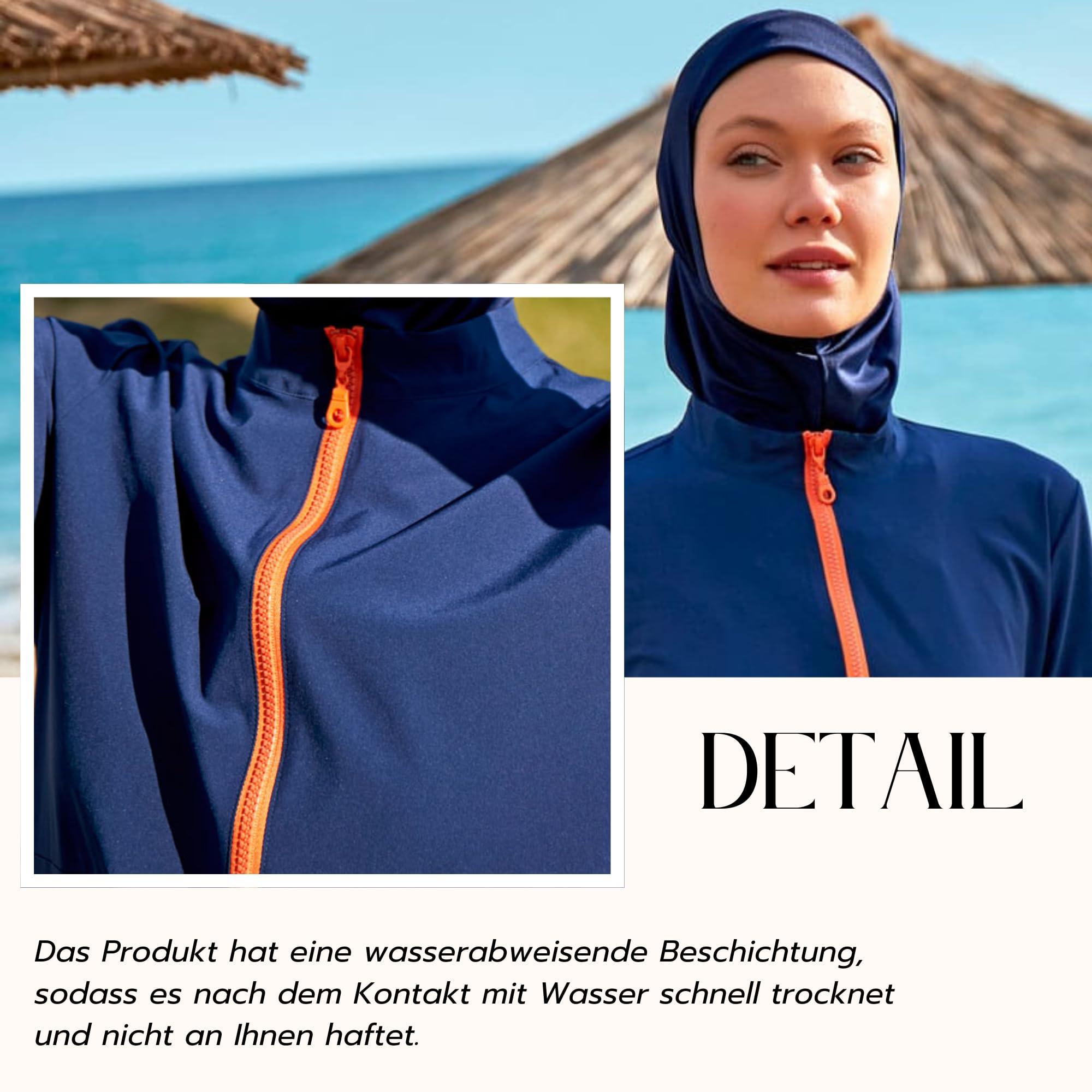 MARINA SWIMWEAR Costume intero islamico modesto da donna | Set Burkini musulmano da 4 pezzi | Rashguard a maniche lunghe con copertura completa | Modesto costume da bagno hijab