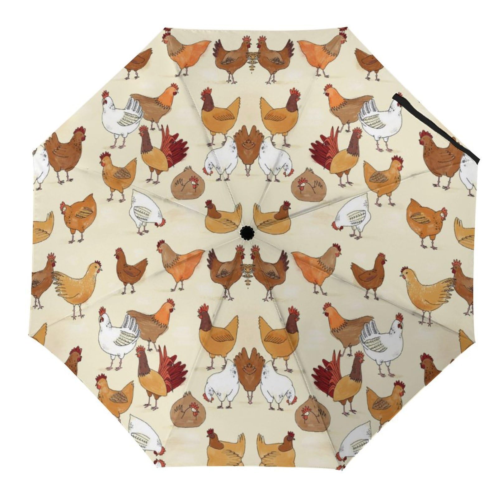 Jzemdybill Style Folding Umbrella, A Brood Of Chickens Umbrella, Travel Umbrella For Windproof, Rainproof