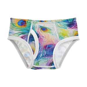 ALAZA Baby Boys Briefs Toddler Boys Underwear 100 Cotton Soft Peacock Feather 2T