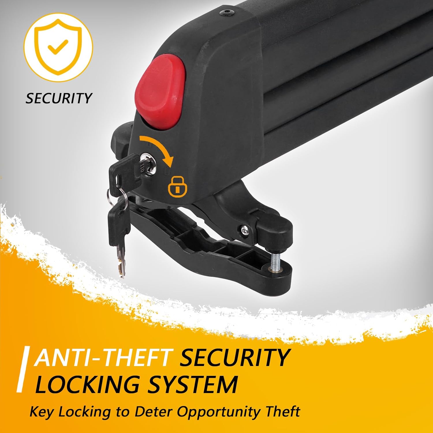 Ski and Snowboard Roof Racks, Ski Roof Racks with Anti-Theft Lock Racks Carrier for Snowboard Universal Ski Top Holder Fits for Square/Round/Aero/Oval Cross Bars, Black, Small Black 16.3 inch