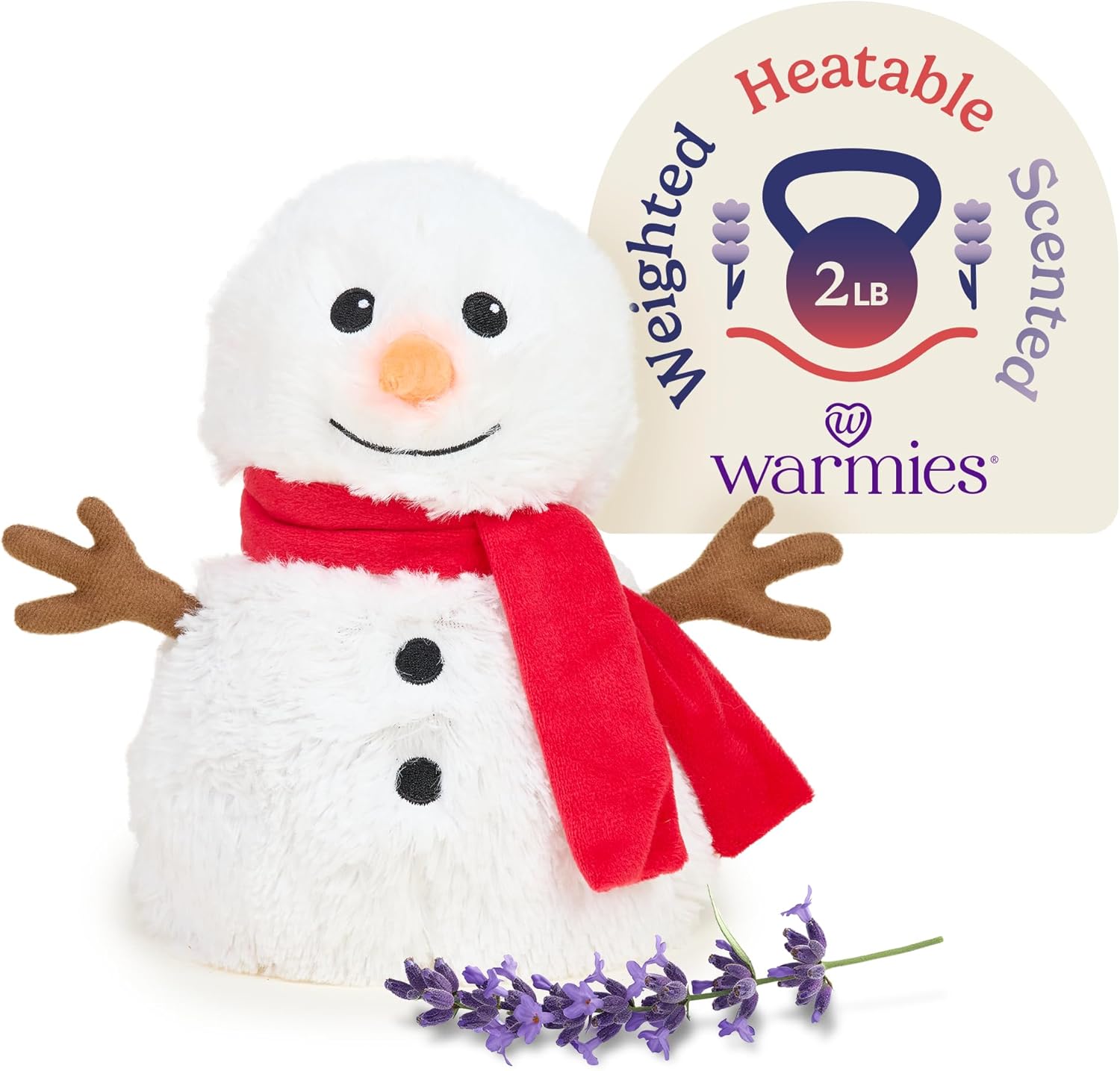 warmies Microwavable & Weighted Stuffed Animals, Red Scarf Snowman – Heated Stuffed Animal Plushie for Warmth & Comfort – Cute Soft Plush Toys for Adults & Children (Boys, Girls, Babies & Toddlers)