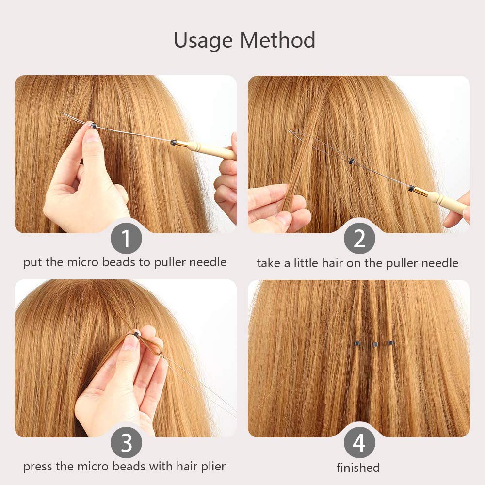 Strumento Di Estensione Dei Capelli, Strumento Per Infilare Gli Aghi, Estensione Dei Capelli In Legno Per Micro Anelli Nano Perline Accessori Per Lo Styling 8 Pezzi - Foto 8