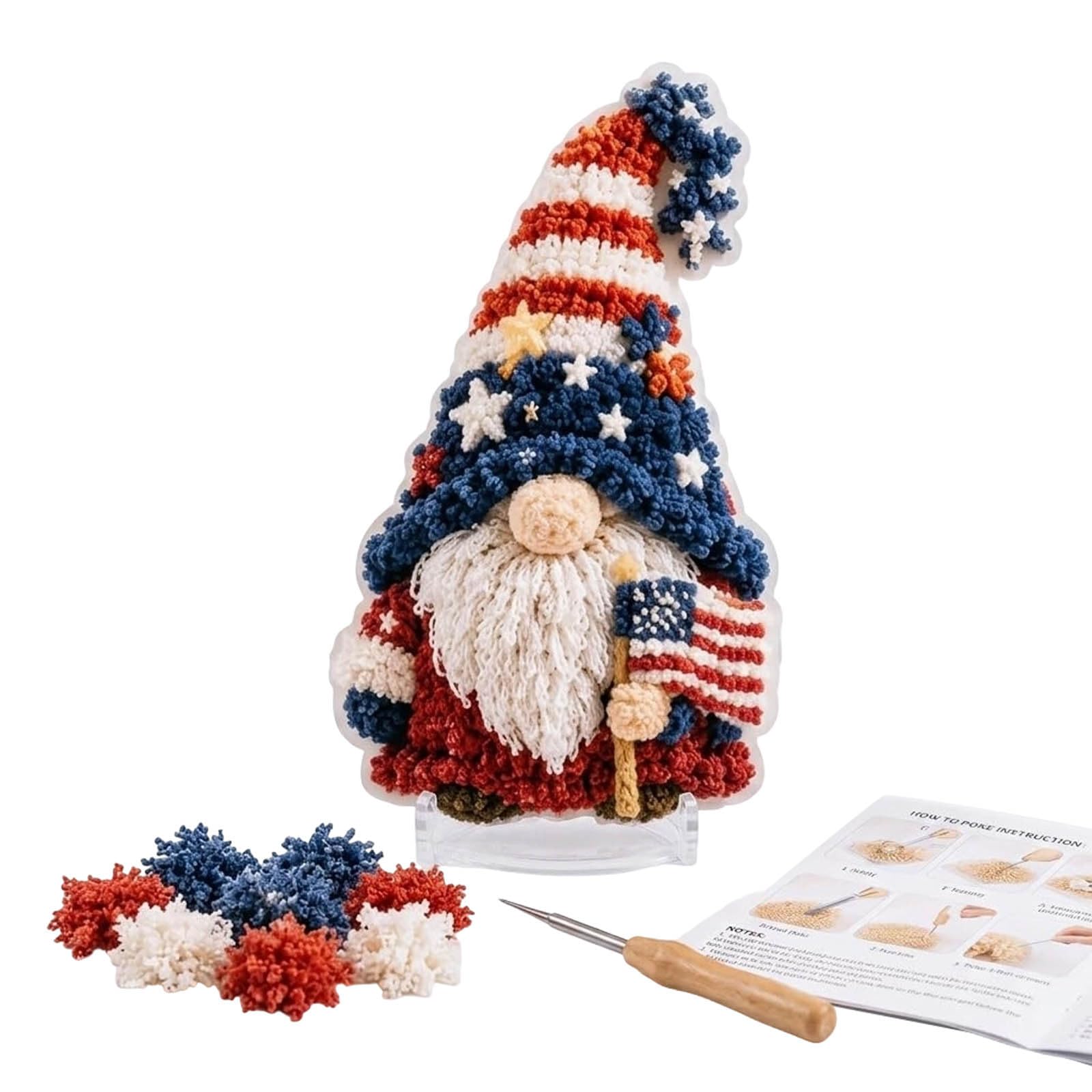 Gnome 3D Fabric Poke Art Kit, Christmas DIY Poke Art Craft Kit for Adult Beginner Handmade Faith Gifts