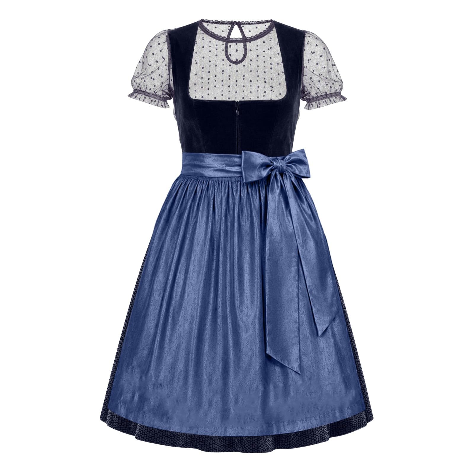 2026 Dirndl Damen 4 Teiliges Dirndelkleider Knielang Dirndel Kleid mit Schürze Trachtenkleid Elegante Dirndlkleid und Dirndlschürzen für Oktoberfest Besondere Anlässe Trachtenmode Trachten Outfit