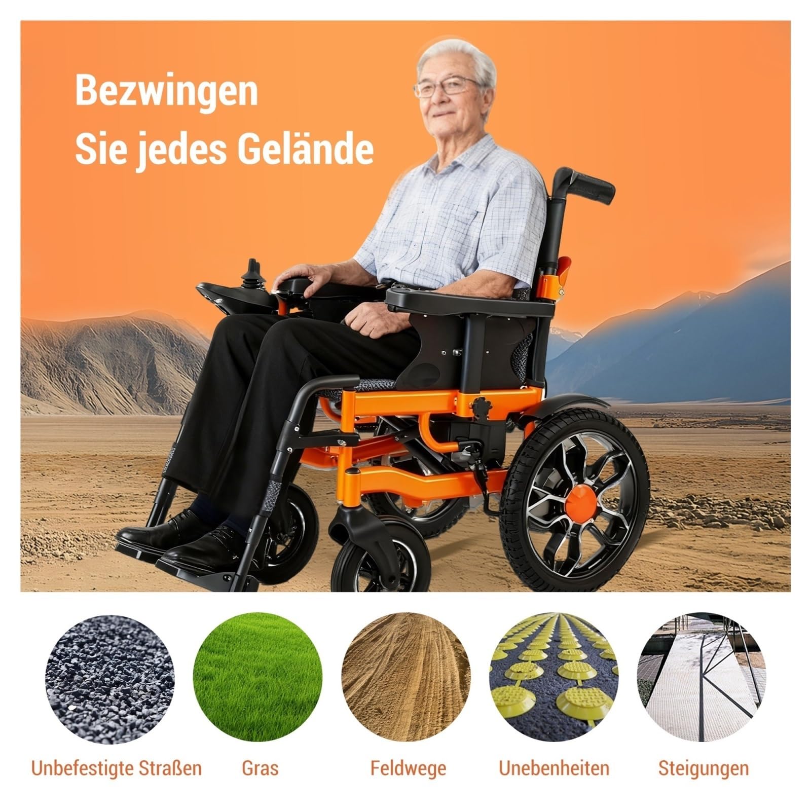 Sedia A Rotelle Elettrica Pieghevole, Motore Da 500 W, Batteria Al Litio Rimovibile 12 Ah, Autonomia Di 20 Km, Pneumatici Fuoristrada 40 Cm For Uso Quotidiano E All'aperto Comodo E Facile Da Usare
