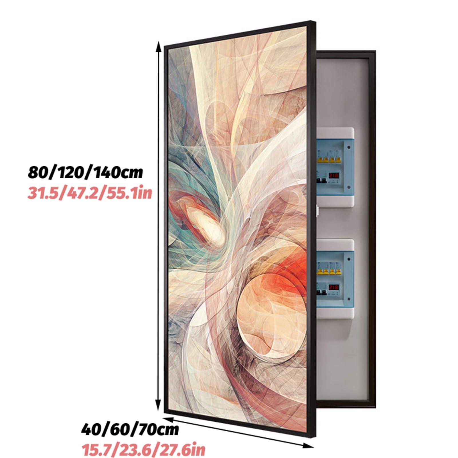 Tapa Decorativa Grande Para Cuadro De Interruptores, 40x80, 60x120, 70x140, 80x160 Cm, Oculta La Pintura Para Caja De Contador Eléctrico, Para Entrada Y Sala De Estar(Black4,60x120cm/23.6"x47.2")