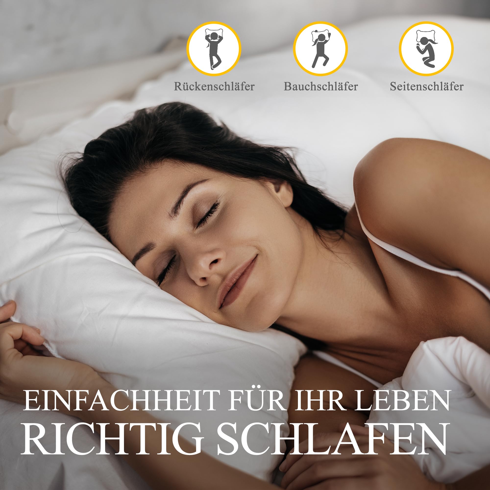 Orange Wave Daunenkissen 80x80cm Federkissen - Kopfkissen 80x80 1er Kissen Daunen und Federn Schlafkissen, RDS und Oeko-TEX Seitenschläferkissen für Maximale Unterstützung und Luxuriösen Schlafkomfort