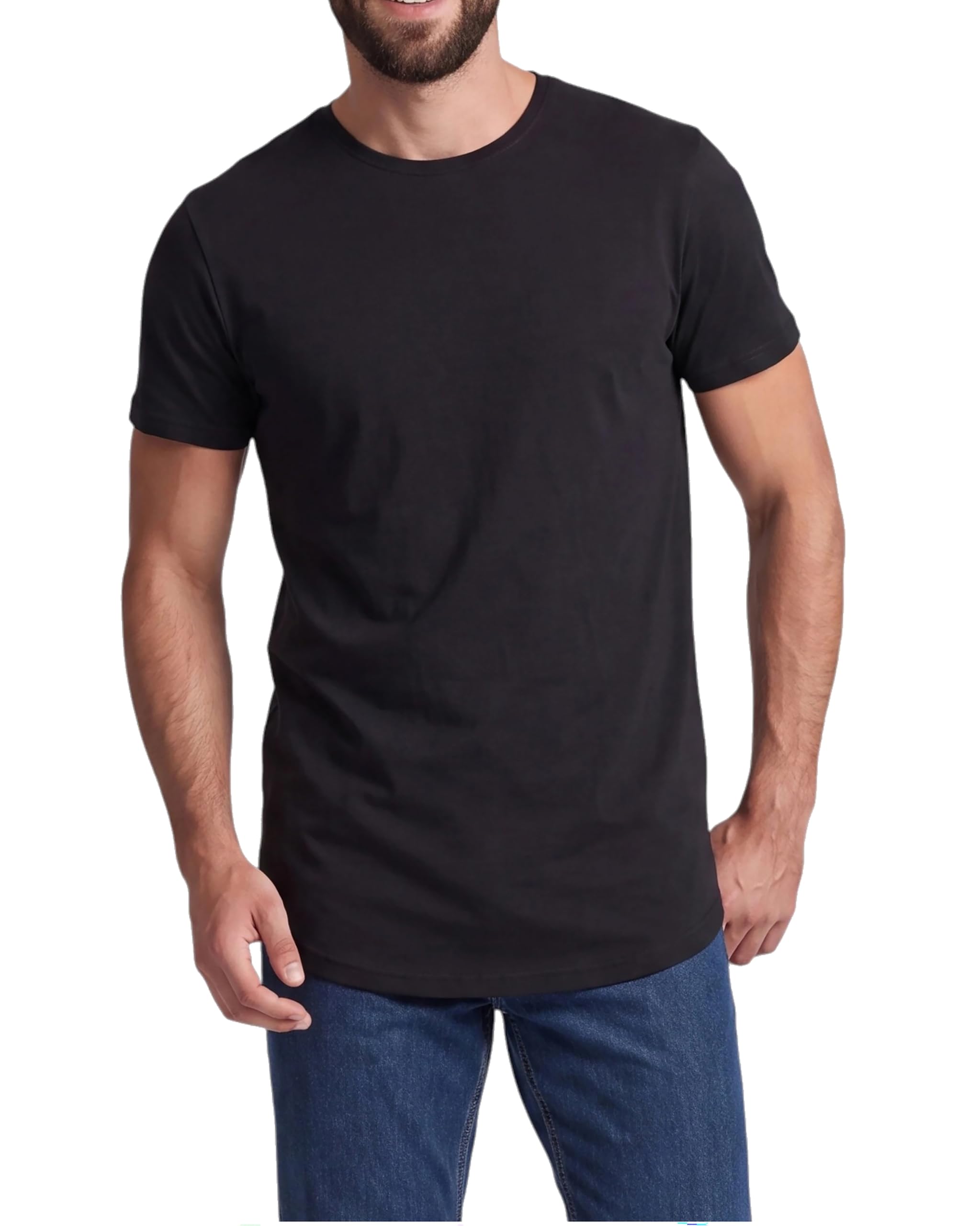 Herren 3er Pack T-Shirts Extra Lang - Longshirt Kurzarm aus Baumwolle - Longline Shirt - Regular Fit mit Rundhals - Tall Tee Basics für große Männer und Langen Oberkörper - Größen S bis 5XL