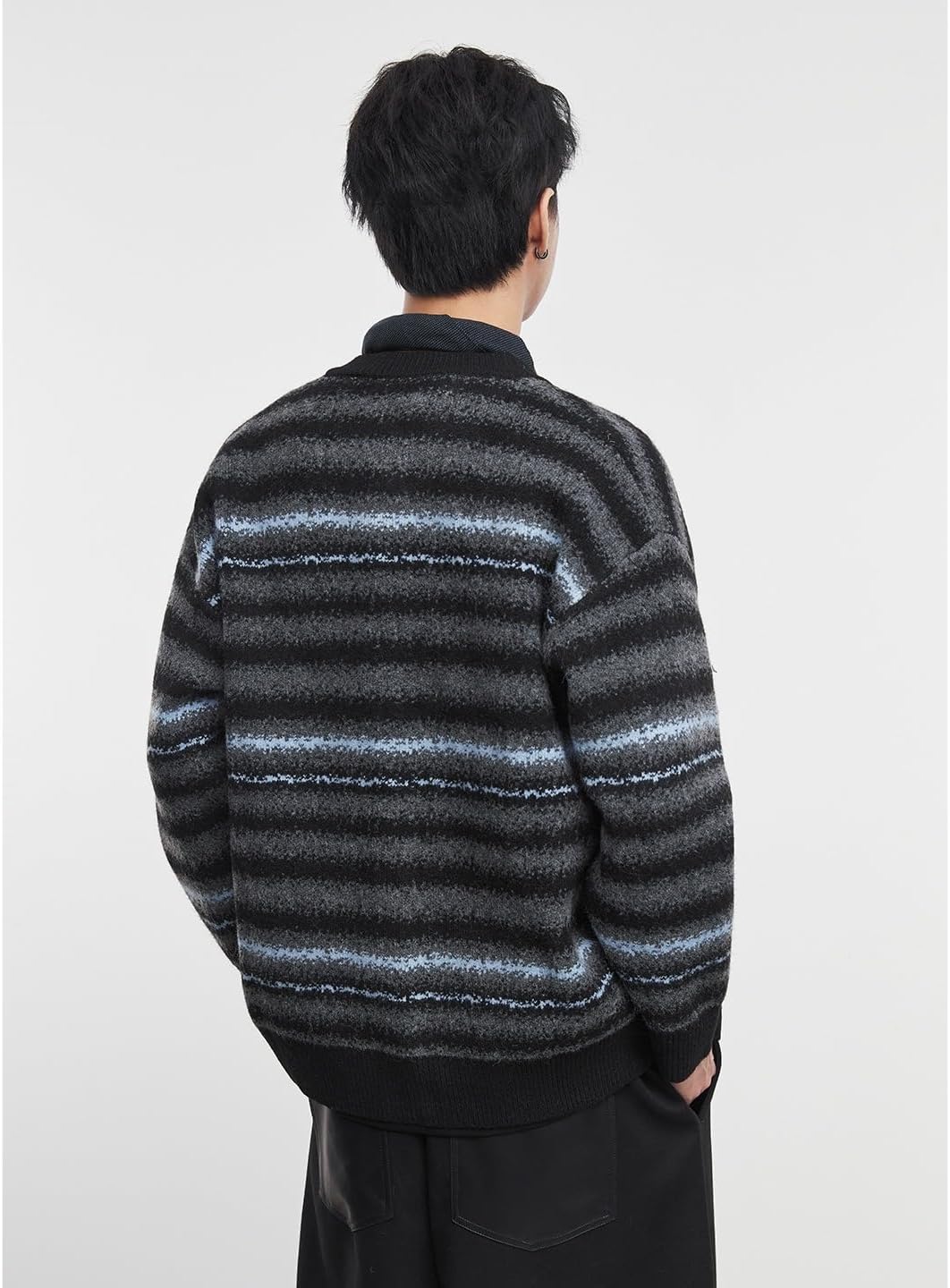 Men's American Vintage Striped Cardigan Loose Fit Knit Sweater