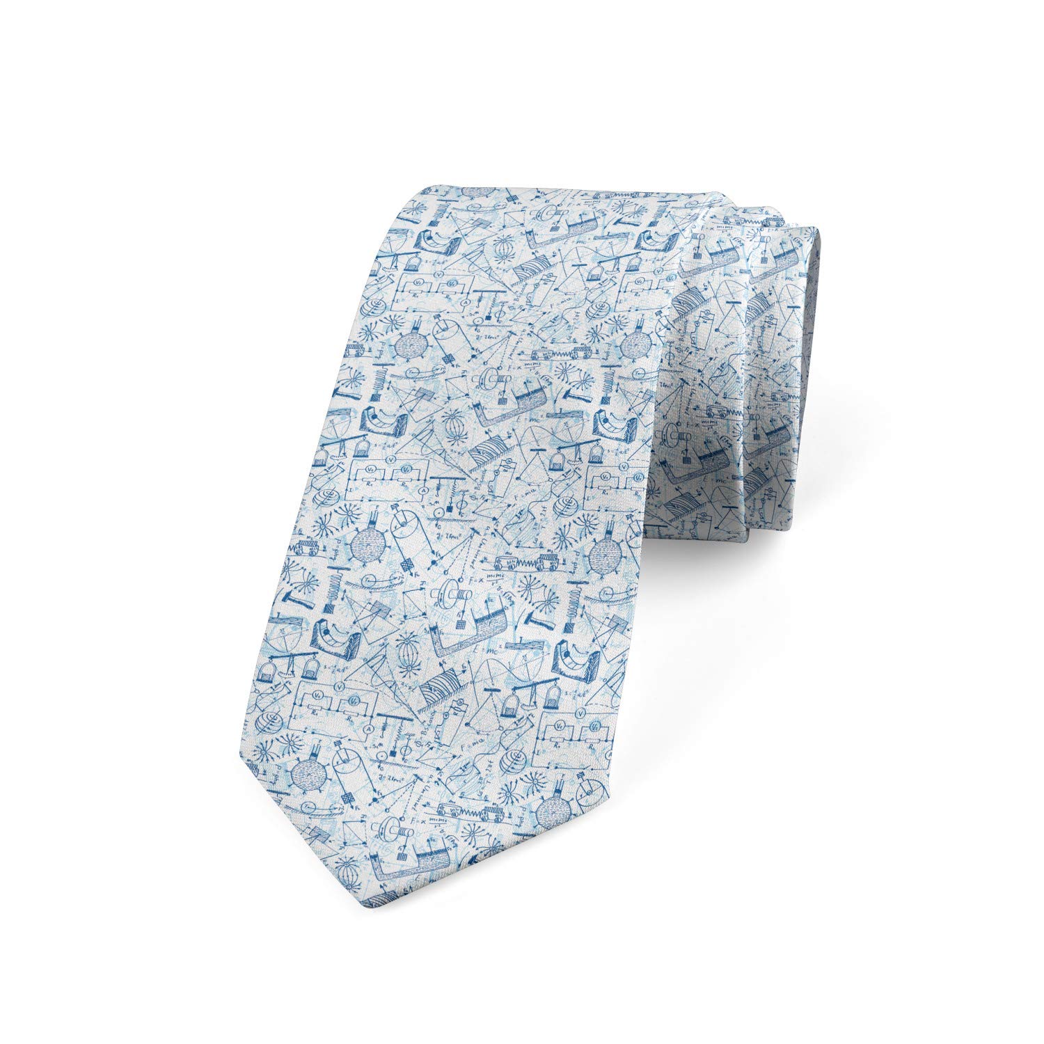 Xoovtka Men's As Pic Necktie, Physics Themed Drawing, 3.7", Blue Pale Blue
