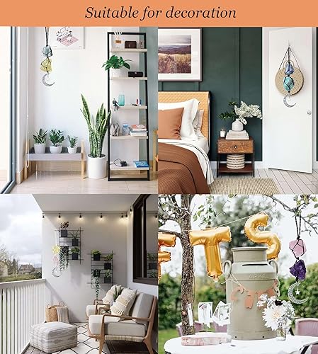 Miniatura 5 de LAIDANLA Abalorio de cristal para colgar en el automóvil, aventurina verde y citrino, decoración de espejo retrovisor colgante, luna, estrella,