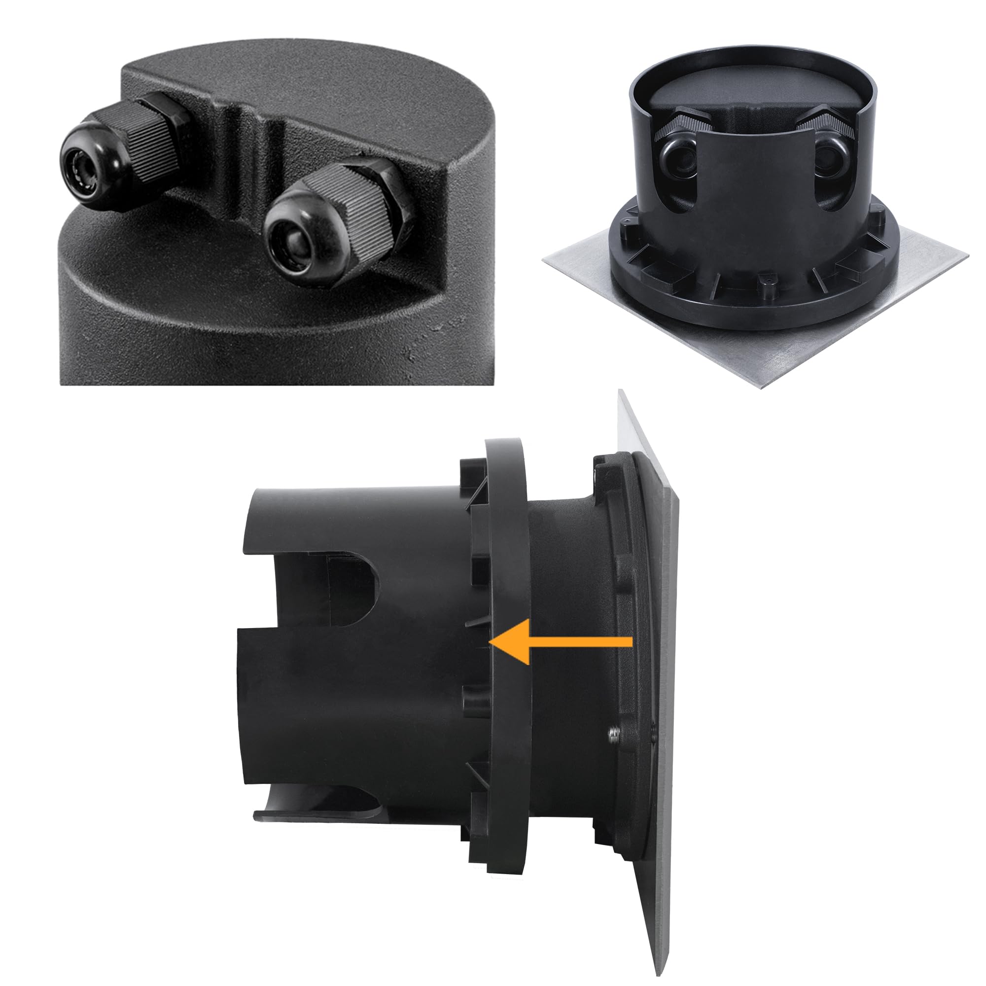 SSC-LUXon 4 Stück VIROK Bodeneinbaustrahler inkl. klarem & milchigem Glas flach IP67 befahrbar – Bodenspot quadratisch GX53 (ohne Leuchtmittel)