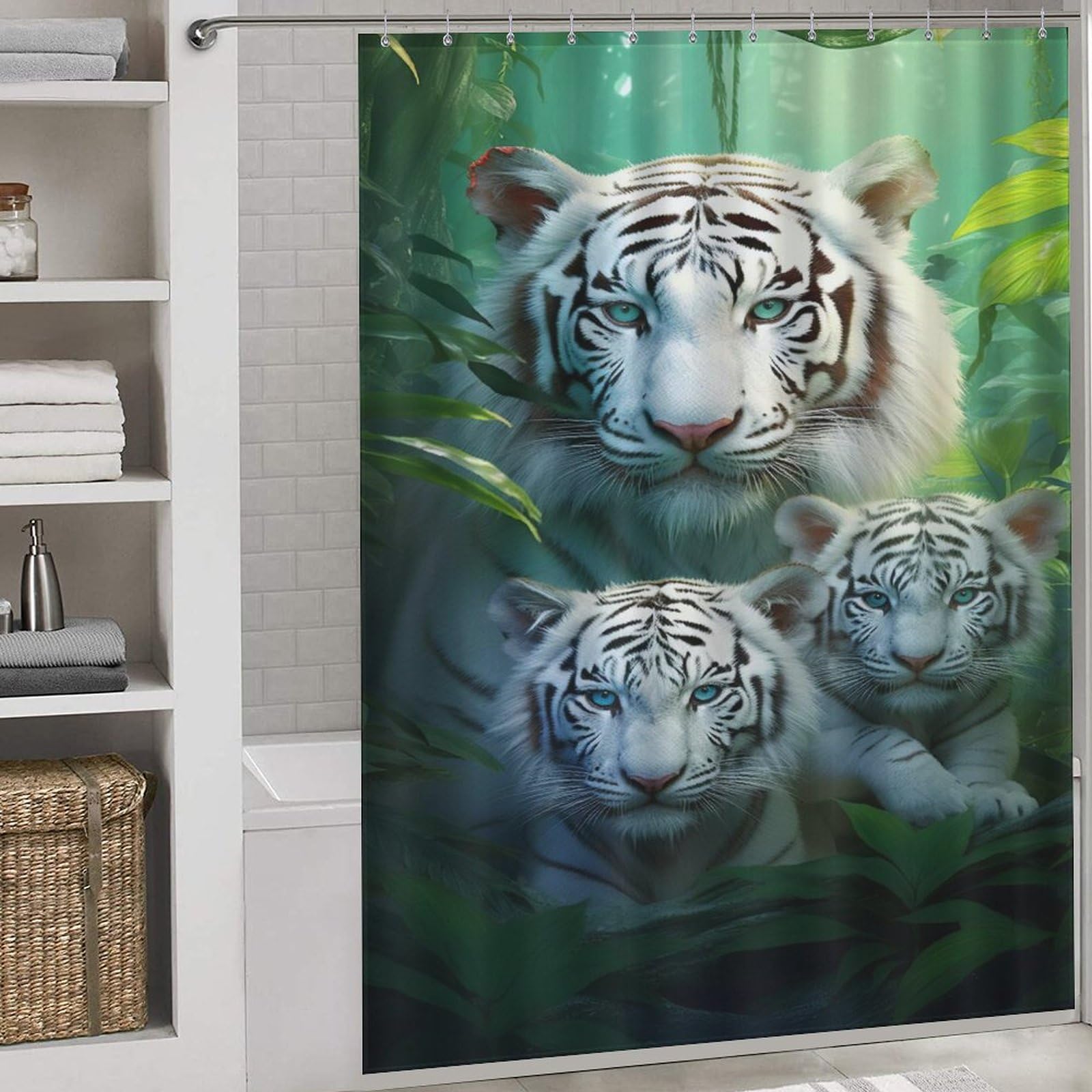 Rideau de douche tigre en tissu polyester haut de gamme 168x183