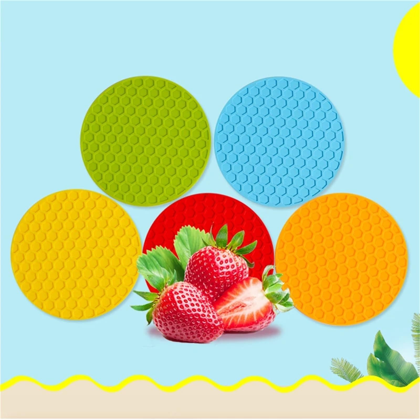 3 pezzi sottobicchieri rotondi sottobicchieri for bevande al caffè in silicone porta tazze da tè ispessito antiscivolo calore ispessito cuscinetti accessori da tavolo da cucina For Cucina(Black,ROUND_