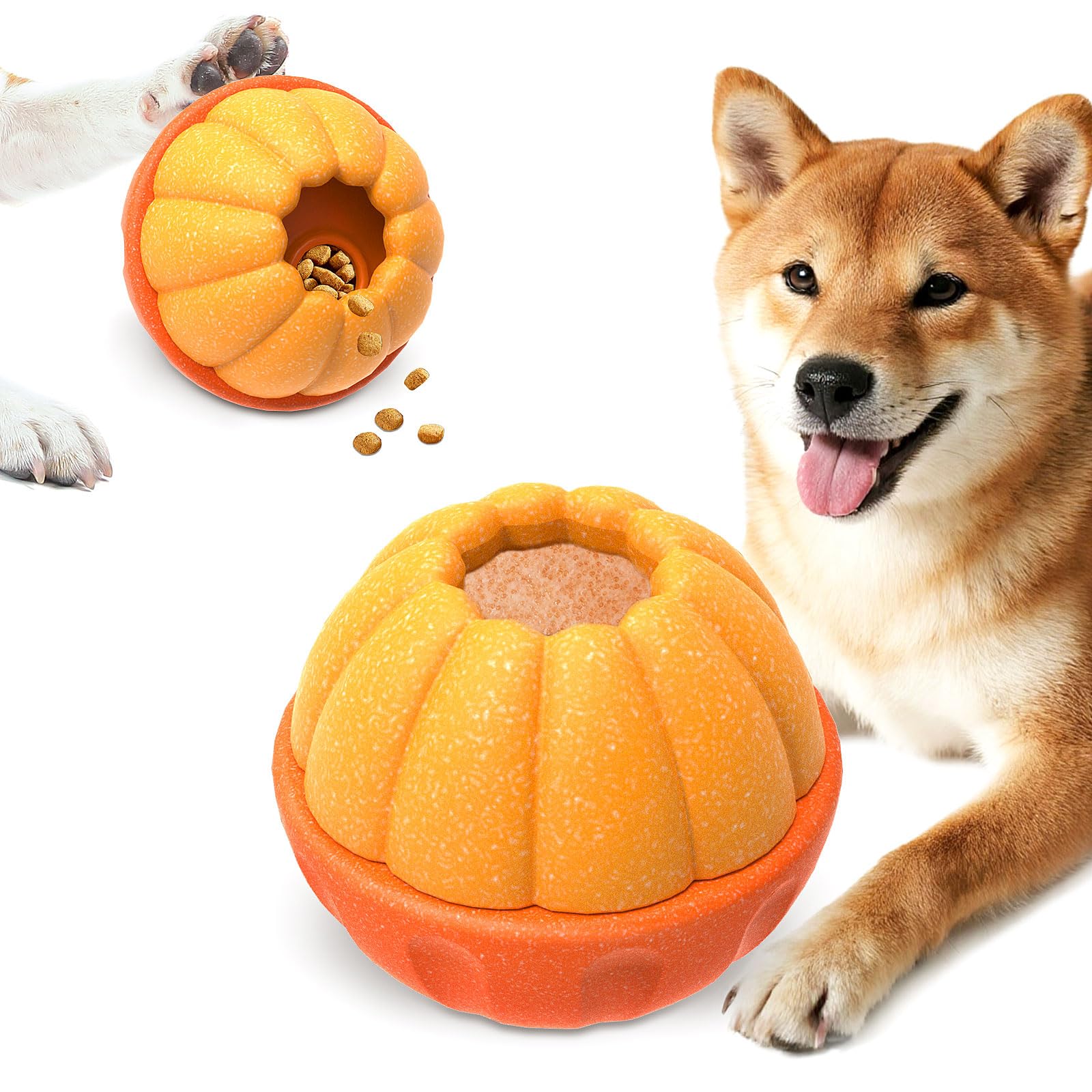 TONGKTAI Dog Treat Dispenser Toy, Interactive Indestructible Enrichment Puppy Toys, Tough Nylon Slow Feeder Puzzle Pet Toy for Small Medium and Large Dogs