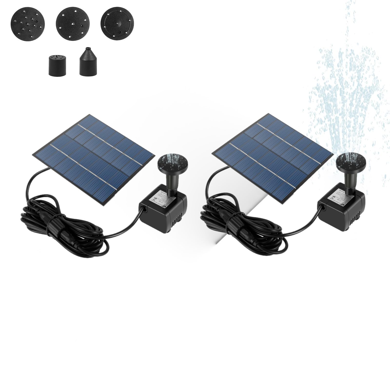 2 Pcs Solar Fountain Pump,1.4W Solar Powered Water Fountain with 8 Nozzles,Solar Water Features for Garden, Solar Fountain Water Feature Pump Kit for Bird Bath,Small Ponds,Fish Tank,Pool