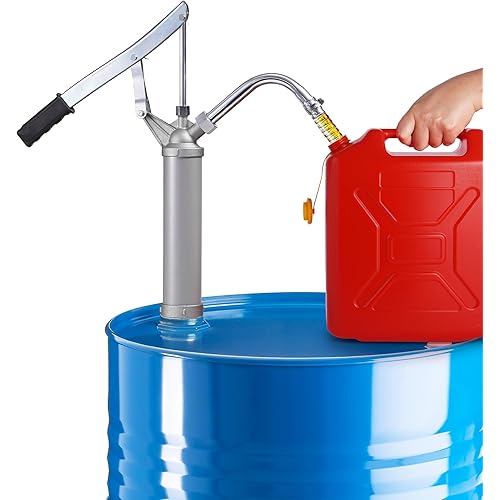 55 Gallon Drum Pump, All-Aluminum Lever-Action Barrel Pump, Fuel Transfer Barrel Pump for Diesel, Kerosene, Hydraulic Fluid, Rotary Siphon Oil Pump for Machinery Use, Fits 5–55 Gallon Drums