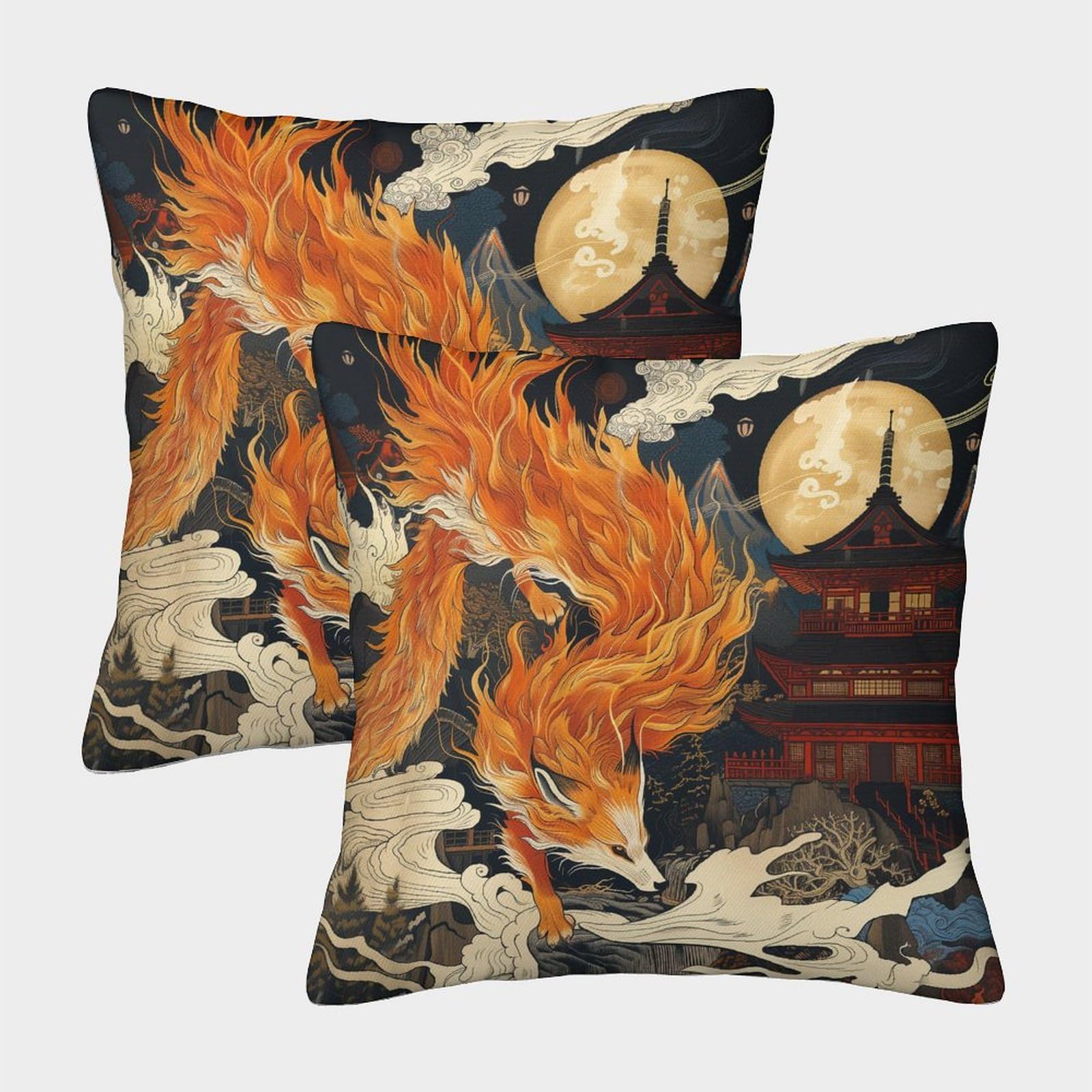 Qfvansiyo Style-2 Fox With Invisible Zipper Washable Cushion Cover Decorative Throw Pillow For Sofa Bed Couch Chair 45X45cm
