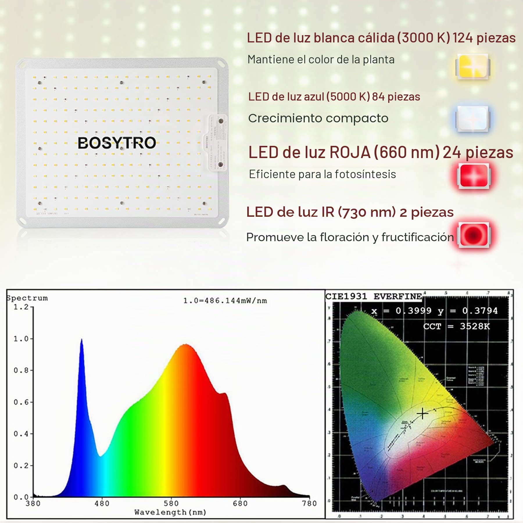 1000W Luz de crecimiento de plantas luces LED lampara Grow Light Lámpara de Plantas Espectro Completo Ligero para Invernadero hidropónico plantas Cultivo interior
