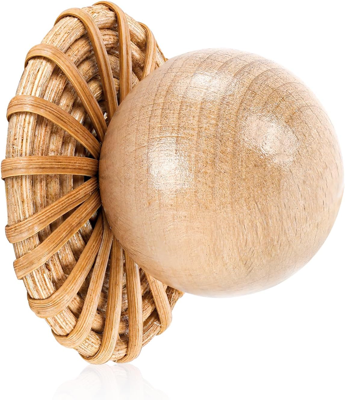6 Pack Boho Rattan Dresser Knobs Handcrafted Beech Wood