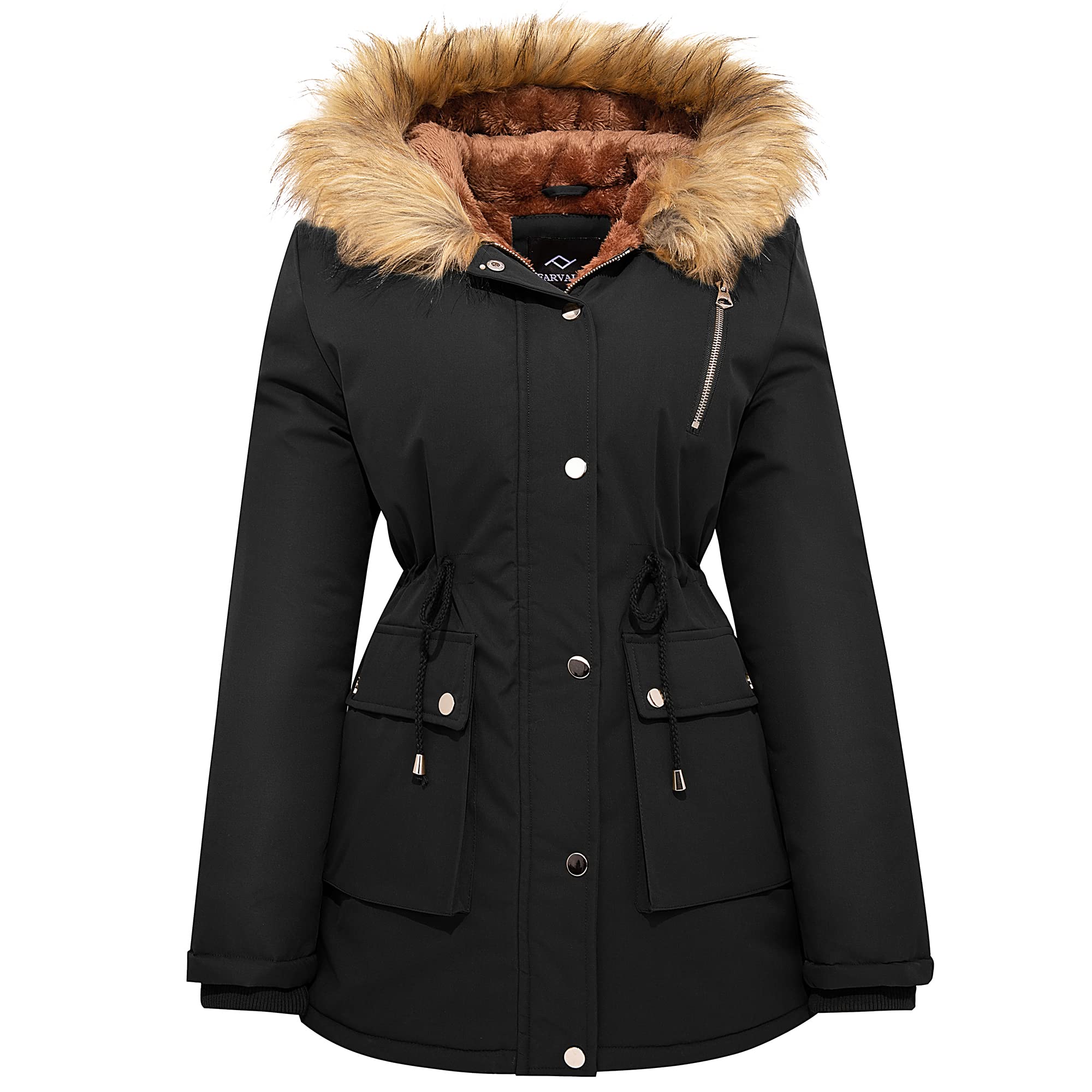 farvalue Womens Water-reprllent Winter Coat Thicken Puffer Jacket Warm FLeece Lined Parka with Fur Hood-picture-29