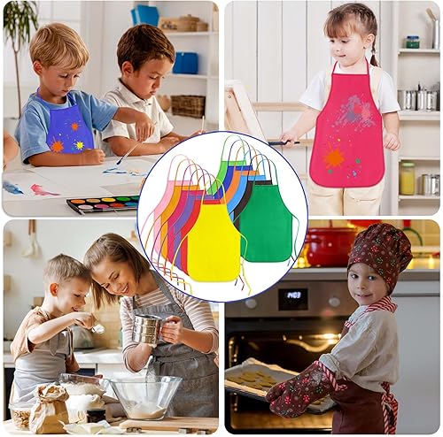 Vista 14 de KUUQA Paquete de 16/24/30/36/40 delantales de arte para niños a granel delantales de pintura para aula, suministros de fiesta Colores mixtos