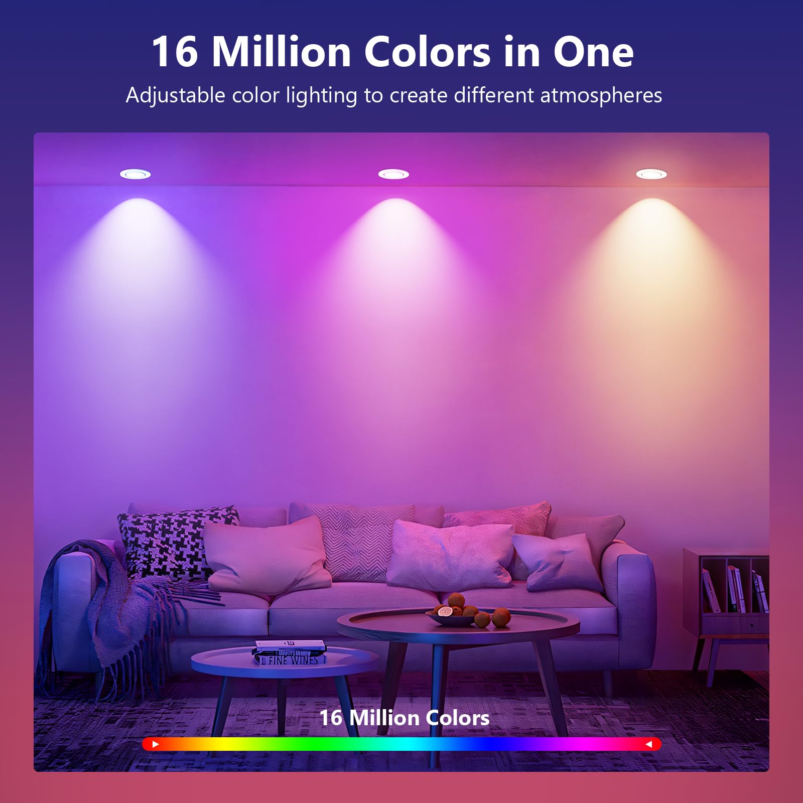 GeyouLux Faretti da Incasso LED Dimmerabili RGB, Faretti a 230V 68mm in Alluminio, IP44 5W 3CCT Plafoniere Orientabili a 38°+ 45°, Faretti da Incasso Bianchi con Telecomando IR per Bagno, 6 Pezzi