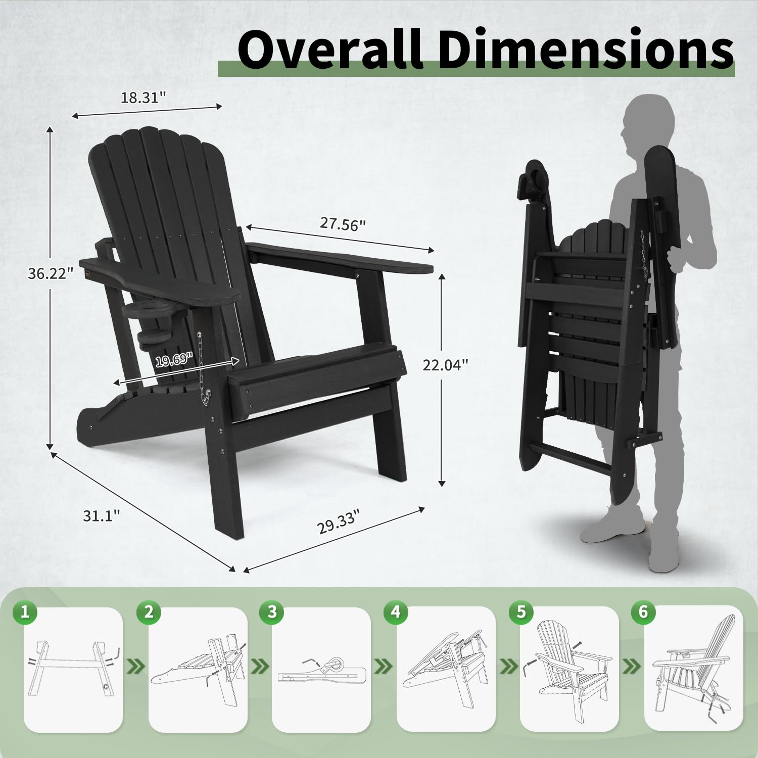 MXIMU Adirondack Klappstuhl Aus Kunststoff – Faltbar, Wetterfest & Extrem Bequem Für Garten, Terrasse & Feuerstelle
