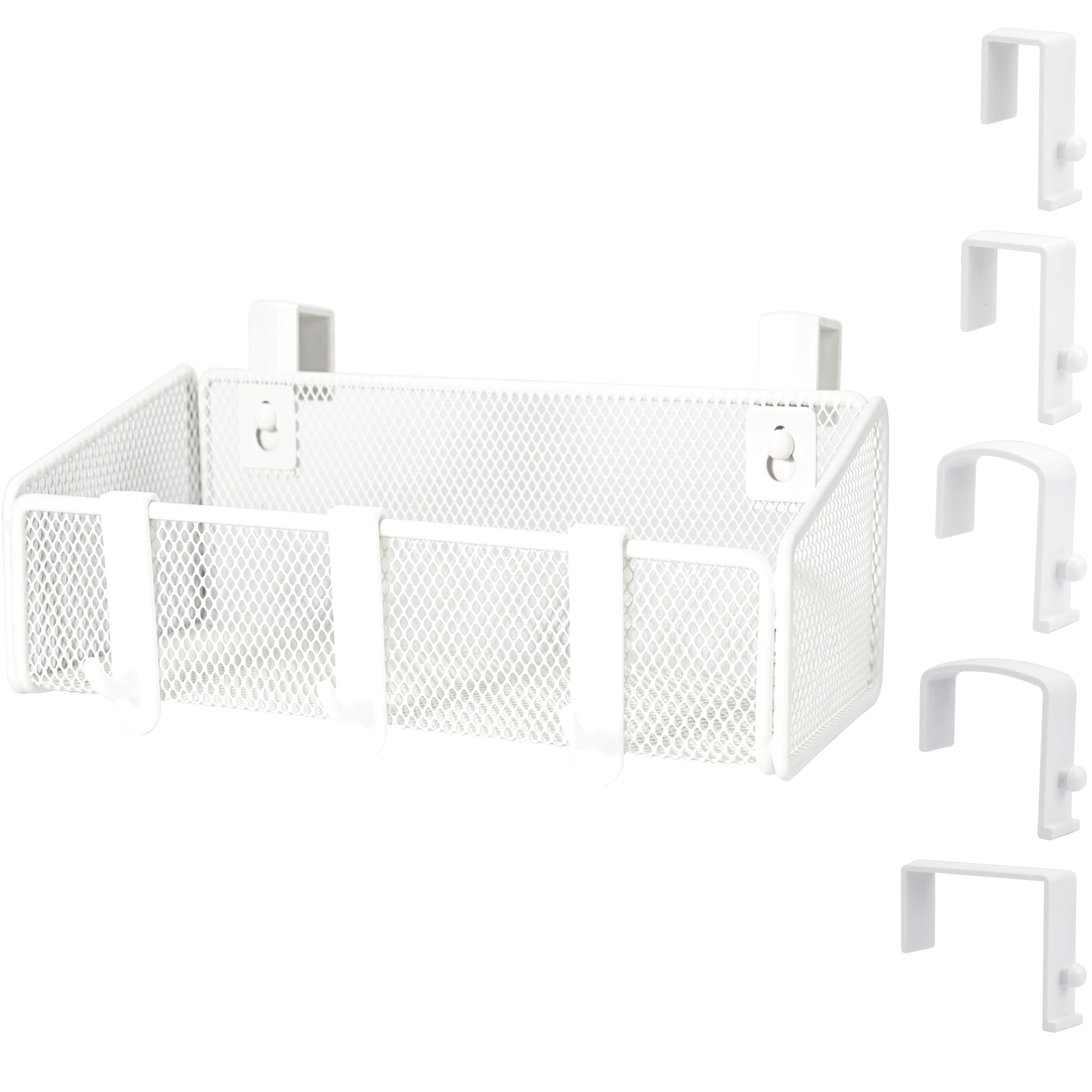 Cesta de almacenamiento colgante para literas y paredes cubicas de oficina, rieles de cama de bebé, organizador de cama de dormitorio universitario, 5 pares de ganchos de tamaño, para