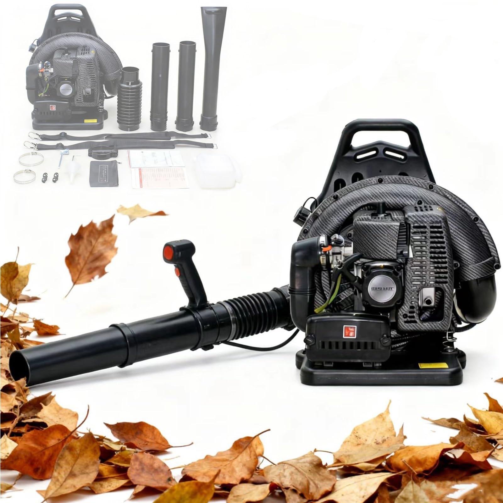 Souffleur de feuilles à dos thermique 63 cc pour nettoyer pelouse et neige