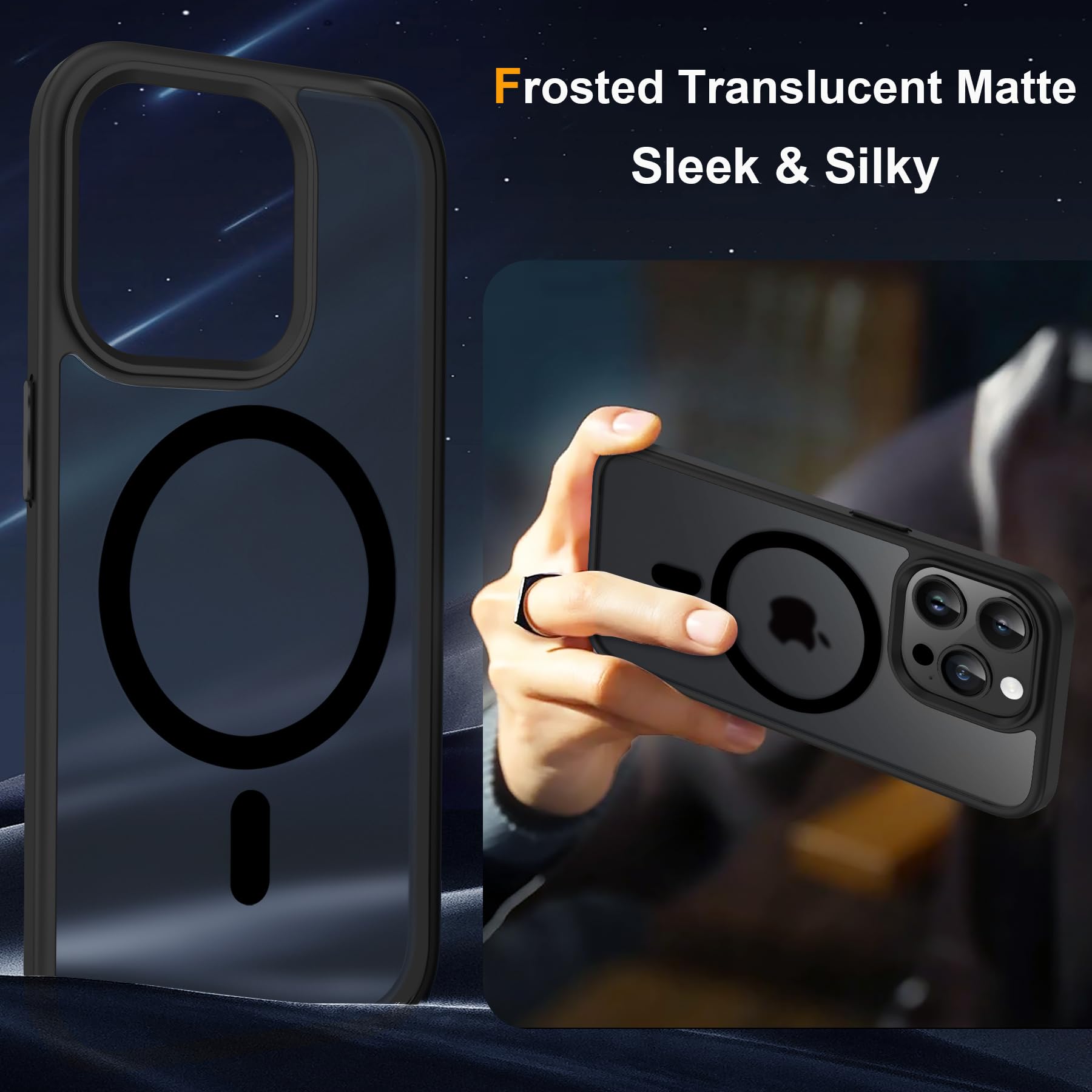 TAURI Cover per iPhone 13 Pro Max con Pellicola in Vetro Temperato,[Compatibile con MagSafe] Magnetica Custodia per Sottile Anticaduta - Trasparente