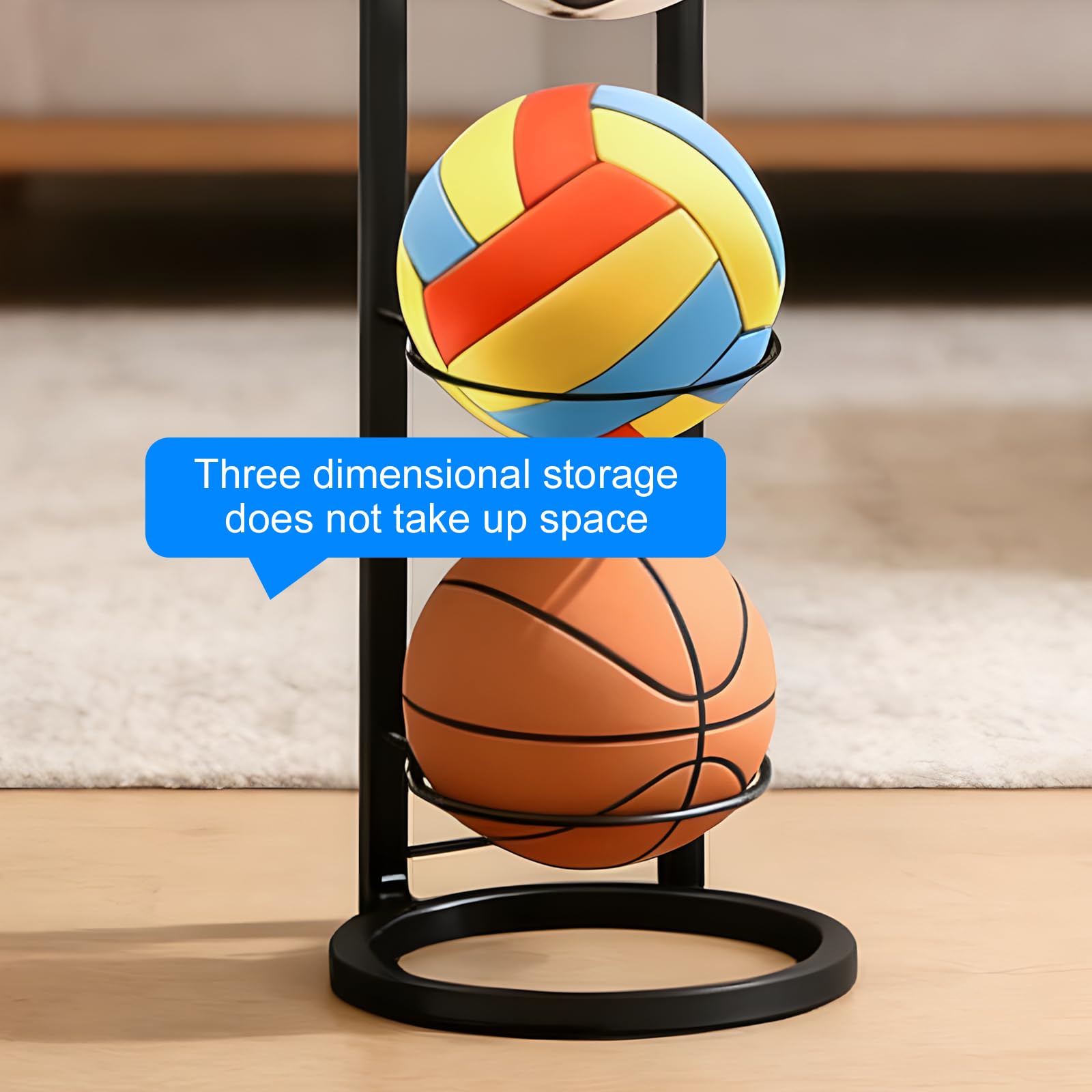 BYZESTY Support De Balle Verticale À 6 Niveaux, Support De Rangement Vertical pour Balles, Organiseur De Basket-Ball, Porte Ballon Basket, Support Ballon Foot, Verticale Support Ballon Basket