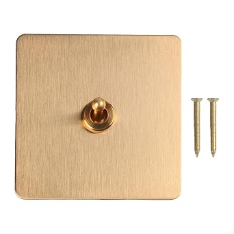 Vintage Brass Toggle Light Switch 86 Type Retro Style Wall Switch Panel 1/2 Way Rocker Switch for Home Improvement, 86 * 86 * 37mm1 Gang