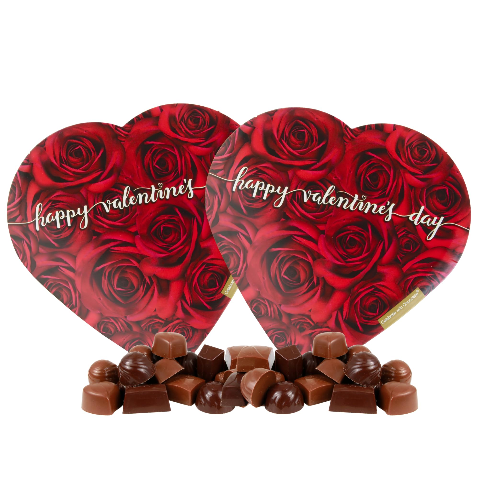 Sweetzo - Red Rose Chocolate Heart Box Bundle with 2 Gift Boxes, Assorted Flavored Truffles Inside, Style May Vary, Pack of 2