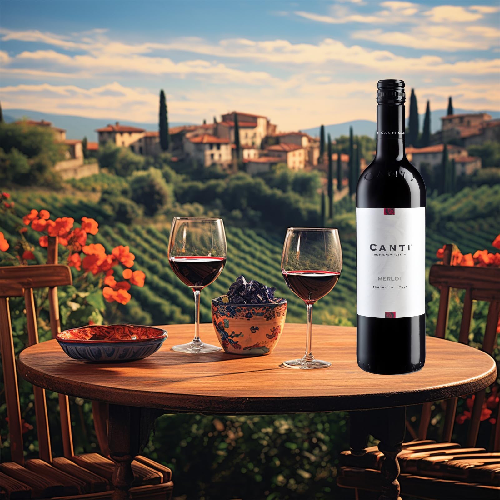 Canti - Merlot Vin Rouge Italien Sec, Saveur Équilibrée avec un Goût Fruité Rond, 6x750 ml