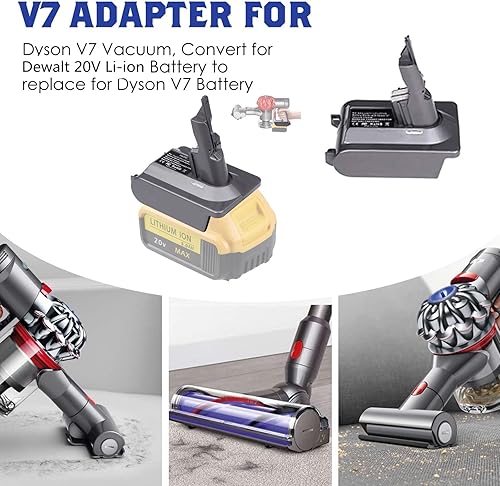 Miniatura 6 de V7 - Adaptador de batería para Dewalt 20 V de litio convertida para reemplazar la batería Dyson V7, uso para aspiradoras Dyson V7 Series Animal