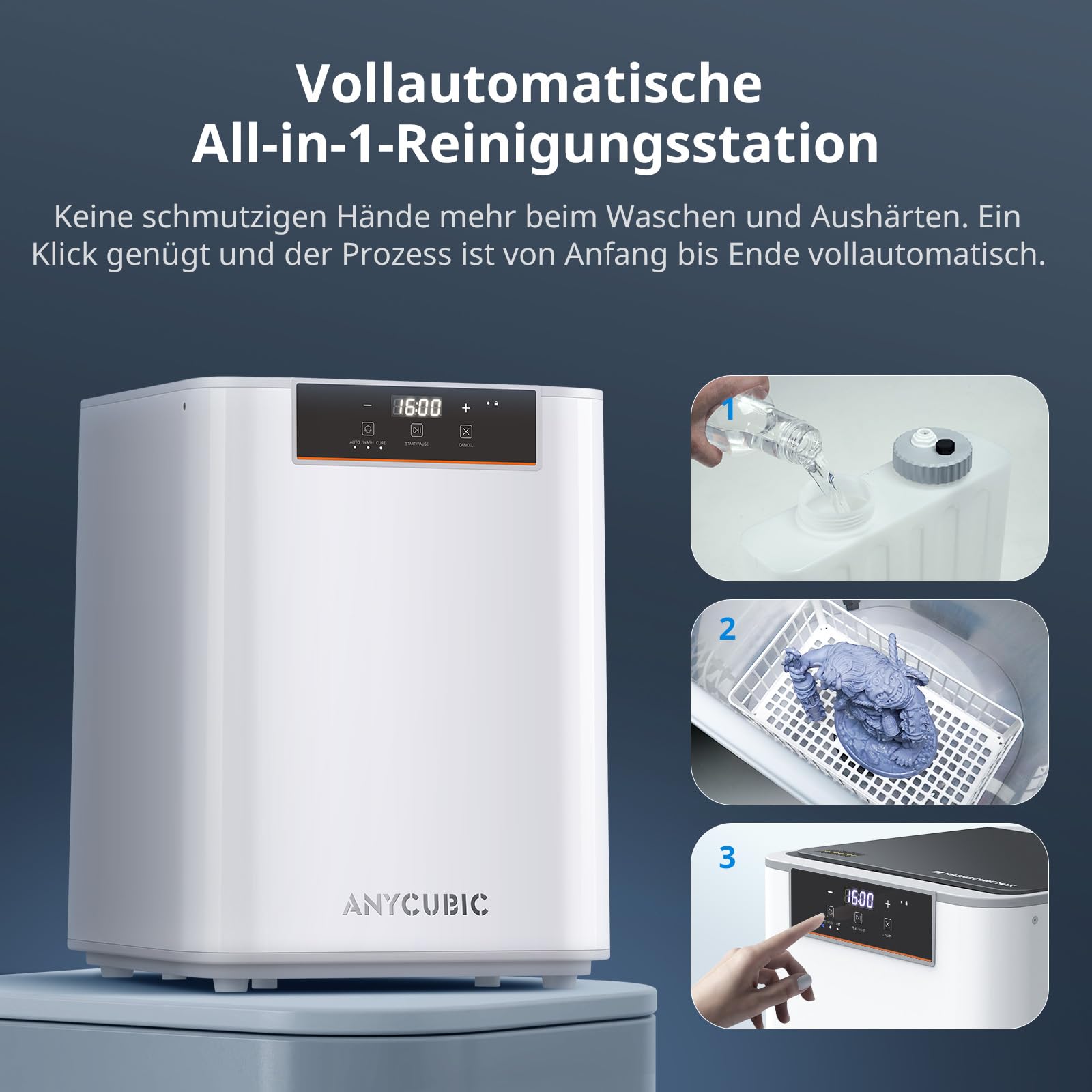 ANYCUBIC Wash & Cure 3 Max, 15,1L ultragroße Wasch- und Aushärtungsstation | 50 % Reinigungsmittelersparnis, anpassbarer Wasch- und Aushärtungsprozess, kompatibel mit LCD/DLP/MSLA Resin 3D-Drucker