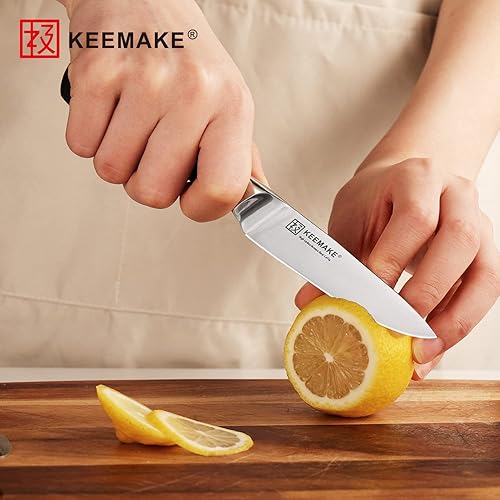 Miniatura 6 de KEEMAKE Juego de cuchillos de cocina, 3 cuchillos afilados de acero inoxidable de alto carbono para cocina con mango ergonómico, juego de cuchillos
