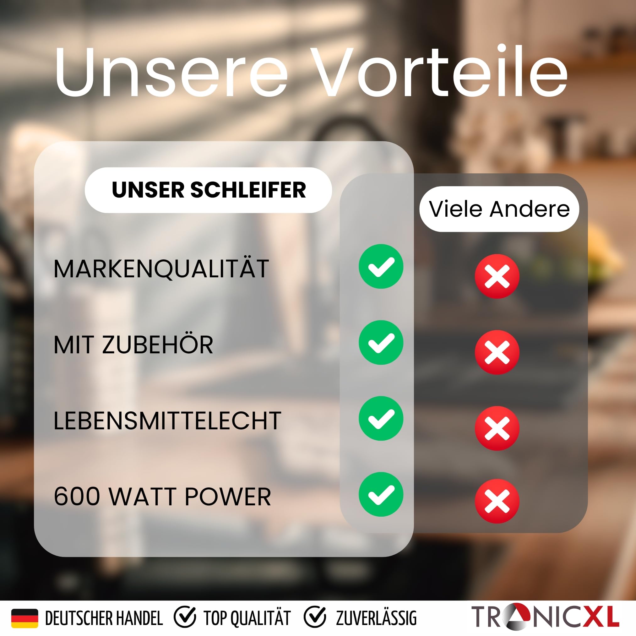 TronicXL Szlifierka kombi 600 W, tarcza filcowa do polerowania, taśma szlifierska, ostrzałka do noży, ostrzałka taśmowa, podwójna szlifierka taśmowa