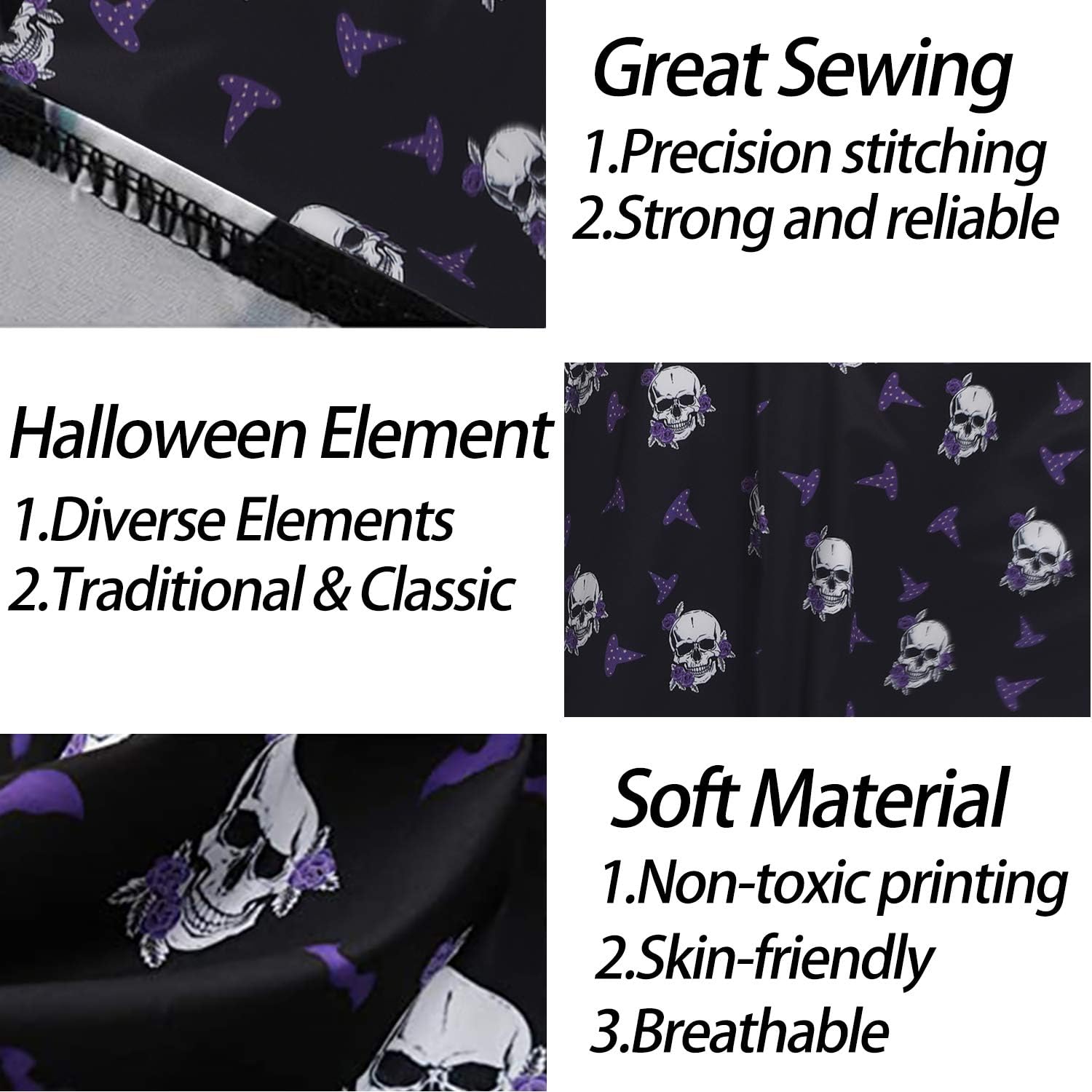 Miniatura 5 de Vestidos de Halloween para mujer de manga larga vestido de cóctel swing esqueleto calabaza impreso fiesta de disfraces disfraz para fiesta