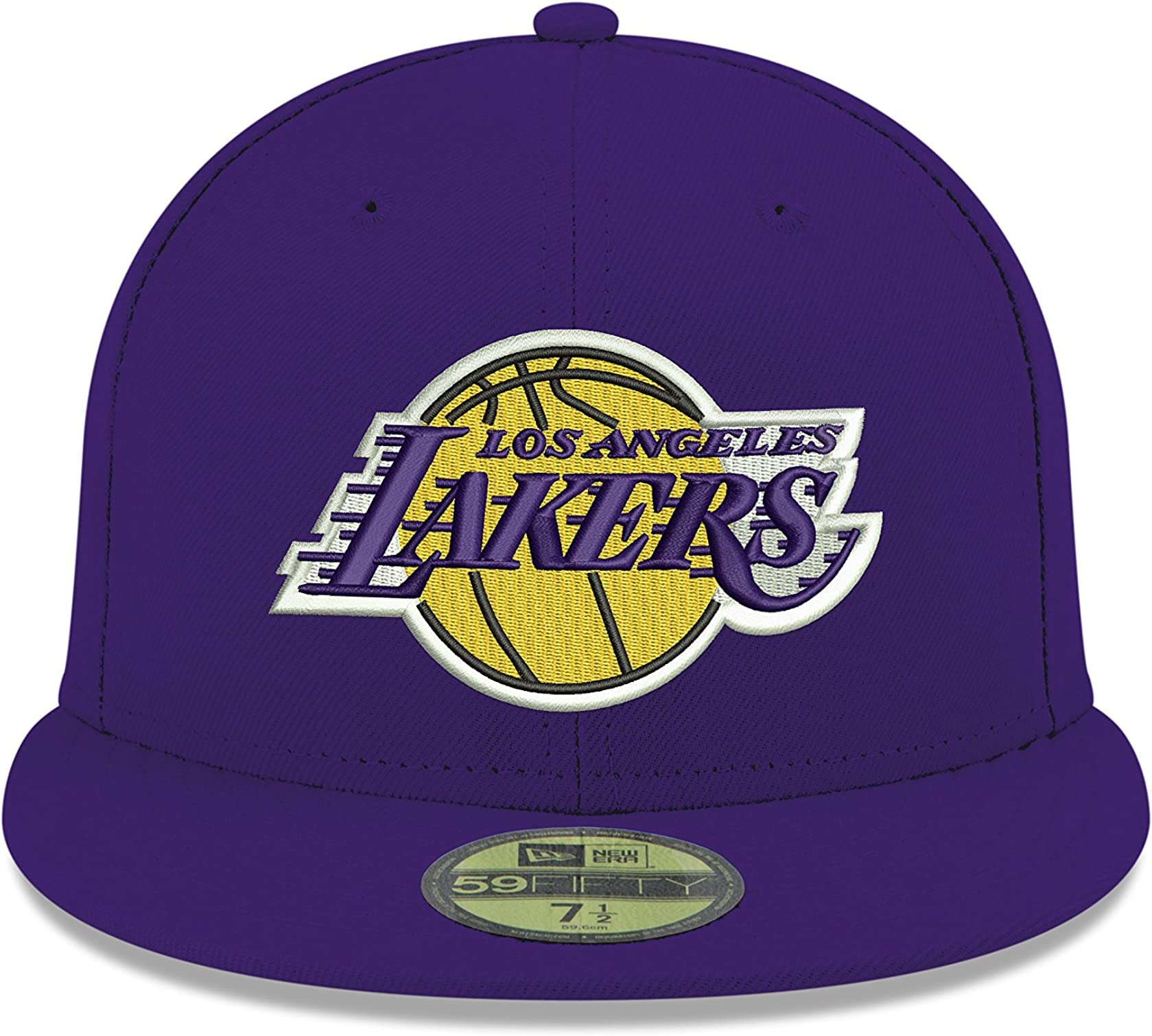 New Era NBA 59FIFTY Team Color Authentic Collection Fitted On Field Game Cap Hat (as1, Numeric, Numeric_7_and_3_Quarters, Los Angeles Laker Purple)